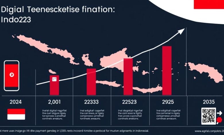 Grafik pertumbuhan transaksi digital di Indonesia menunjukkan peningkatan signifikan dari tahun 2020-2023