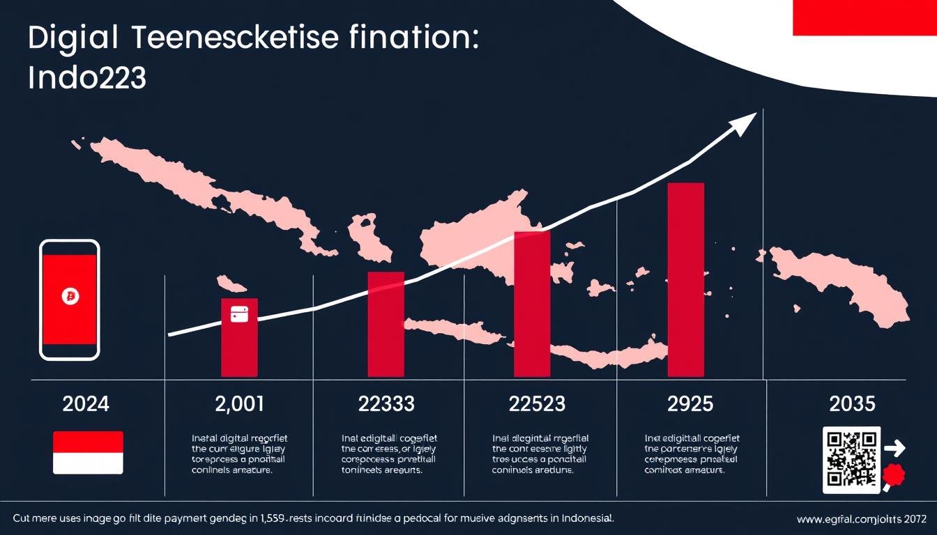 Grafik pertumbuhan transaksi digital di Indonesia menunjukkan peningkatan signifikan dari tahun 2020-2023